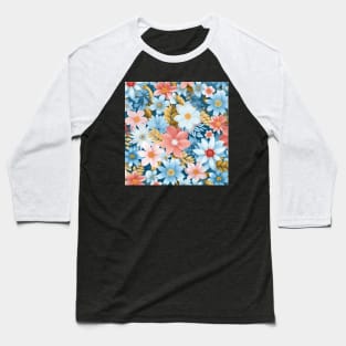 Floral Symphony: Graceful Blossoms in Dynamic Hues Baseball T-Shirt